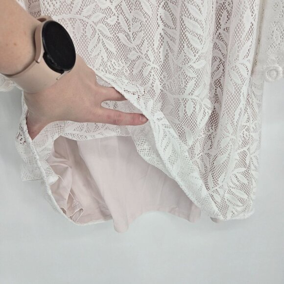 Lilly Pulitzer Medium white lacy off shoulder bell sleeve tunic mini dress boho - Picture 8 of 10